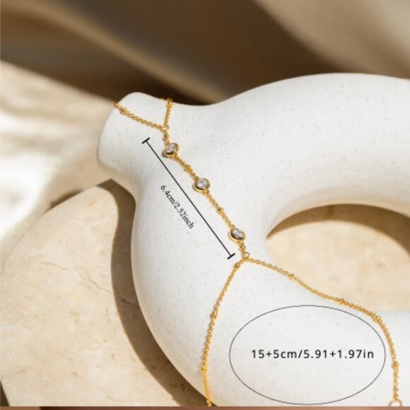 Crystal Hand Bracelets Minimalist Hand Chain Bracelet with Dainty Gift For Her - Picture 2 of 5